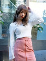 レーススリーブニットTOPS/ホワイト