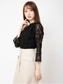 レースハイネックブラウス/ブラック
