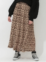 レオパードプリーツスカート/ブラウン