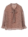 レオパード柄ボウタイブラウス/ベージュ