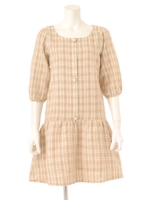 ローウエストツイードワンピース/ベージュ