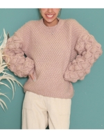 ローゲージ袖ボリュームポンポ/ピンク(008)