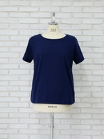 ロゴ刺繍スリーブTシャツ/ネイビー