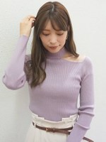 ロングスリーブワンショルスリットニット/LVD