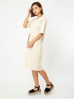 ワッフルワンピース/ベージュ