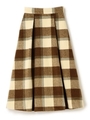 起毛チェックタックミディスカート/ブラウン