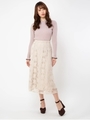 起毛レースロングスカート/ベージュ