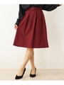 細ベルト付タックフレアスカート/ワインレッド(063)