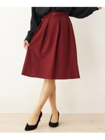 細ベルト付タックフレアスカート/ワインレッド(063)