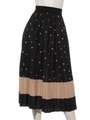水玉切替プリーツスカート/ブラック