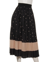 水玉切替プリーツスカート/ブラック