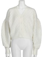 袖ビーズニットカーディガン/White