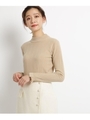 袖フリルリブハイネックニット/ベージュ(052)