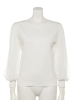 袖プリーツプルオーバー/ホワイト