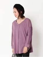 袖レースカットチュニック/ライトパープル