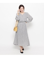 単色花柄ワンピース/ライトグレー(111)