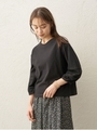 着映えオーガニックコットンカットソー(袖レース)/ブラック