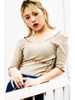 配色メローカットソー/ベージュ(040)