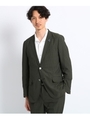 米沢織ストレッチチェックジャケット/モスグリーン(224)