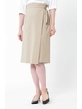 麻混アシンメトリーラップスカート/ベージュ(040)