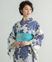 [単品]綿麻生地あじさい柄