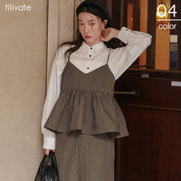 Vネックペプラムキャミソールトップス