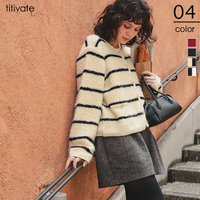 プチループゴールド釦ニットカーディガン