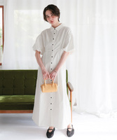 パフスリーブシャツワンピース