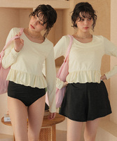 ペプラム長袖トップス×ショーツ/セット水着