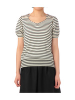 ボーダーフラワーレースニットプルオーバー