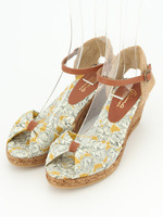 【gaimo】リボン調花柄サンダル