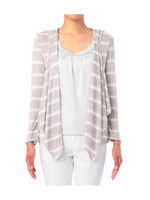 フード付きボーダーニットカーディガン