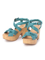 クロスデザインウエッジソールサンダル