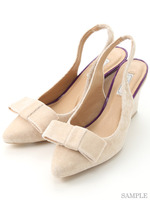 リボンベロアパンプス