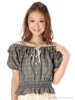 【LIZ LISA】チェックオフショルダートップス