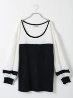 バイカラーバルーンスリーブニットソー