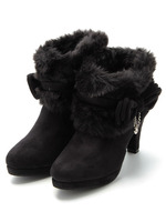 【twinktwink】【リボン取り外し】プラットフォームファーブーツ