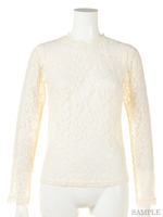 ハイネックカットレースプルオーバー