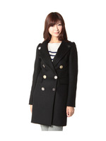 MIX BUTTON WOOL COAT