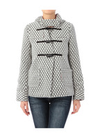 フードつきドット柄ダッフルジャケット