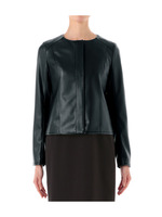 [L]フェイクレザーノーカラージャケット