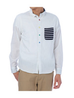 カラーネップボーダーポケットシャツ