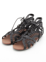 レースアップ編み込みサンダル