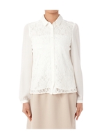 レース切り替えジョーゼットブラウス