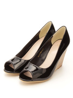 【低反発スポンジ入り】オープントゥウェッジパンプス