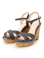 クロスメタリックウエッジサンダル