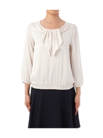 サテン切り替えラッフルプルオーバー