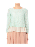 シフォンドッキングフラワーレースブラウス