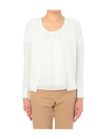 シフォンブラウス付き長袖カーディガン