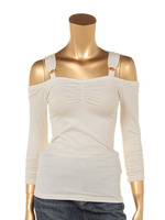 ボーダーオフショルトップス